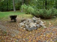 Jackhammered cement pile